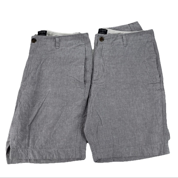 (2) J. Crew Flex Gramercy Chino Shorts Men Sz 33 X 9 Gray Flat Front Linen Blend - Picture 1 of 8